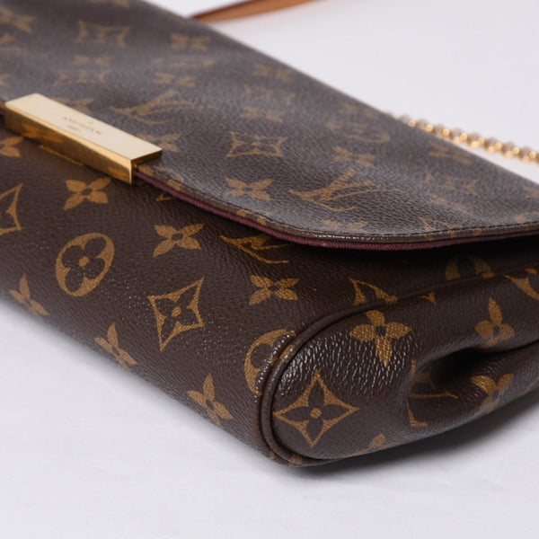Very Good Condition LOUIS VUITTON Monogram Favorite MM Shoulder Bag M40718 Brown Gold Hardware Used 4a001284