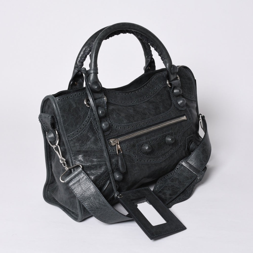 新品未使用品 BALENCIAGA バレンシアガ ジャイアントシティ Giant City 204529 カーキ 2WAY Bag レース調 中古 4a001347