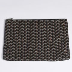 ゴヤール GOYARD クラッチバッグ ハンドバッグ セナGM 黒 ブラック/PVC/レザー トップファスナー コーティングキャンバスボディ 美品 中古 4a001263