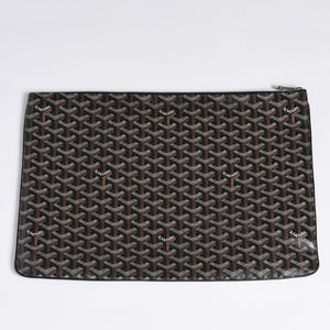 ゴヤール GOYARD クラッチバッグ ハンドバッグ セナGM 黒 ブラック/PVC/レザー トップファスナー コーティングキャンバスボディ 美品 中古 4a001263