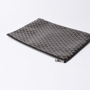 ゴヤール GOYARD クラッチバッグ ハンドバッグ セナGM 黒 ブラック/PVC/レザー トップファスナー コーティングキャンバスボディ 美品 中古 4a001263