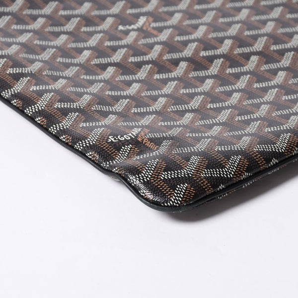 ゴヤール GOYARD クラッチバッグ ハンドバッグ セナGM 黒 ブラック/PVC/レザー トップファスナー コーティングキャンバスボディ 美品 中古 4a001263