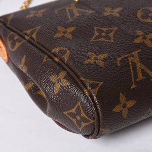 Very Good Condition LOUIS VUITTON Monogram Favorite MM Shoulder Bag M40718 Brown Gold Hardware Used 4a001284