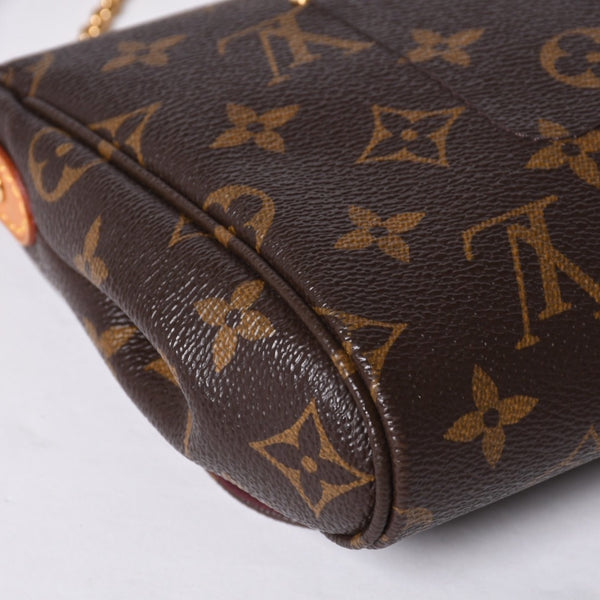 Very Good Condition LOUIS VUITTON Monogram Favorite MM Shoulder Bag M40718 Brown Gold Hardware Used 4a001284