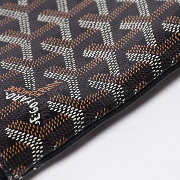 ゴヤール GOYARD クラッチバッグ ハンドバッグ セナGM 黒 ブラック/PVC/レザー トップファスナー コーティングキャンバスボディ 美品 中古 4a001263