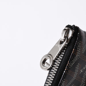 ゴヤール GOYARD クラッチバッグ ハンドバッグ セナGM 黒 ブラック/PVC/レザー トップファスナー コーティングキャンバスボディ 美品 中古 4a001263