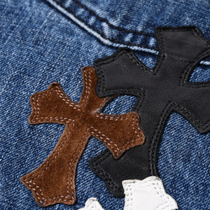 Like new CHROME HEARTS Cross Patch Jeans Denim Pants with Japan tag Men's SV925 36 inches Blue Used 4a001293