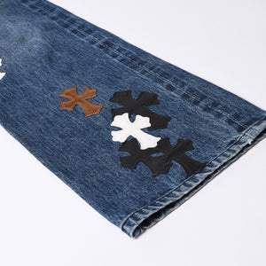 Like new CHROME HEARTS Cross Patch Jeans Denim Pants with Japan tag Men's SV925 36 inches Blue Used 4a001293
