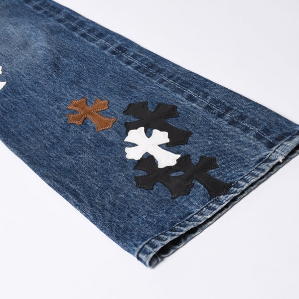 Like new CHROME HEARTS Cross Patch Jeans Denim Pants with Japan tag Men's SV925 36 inches Blue Used 4a001293