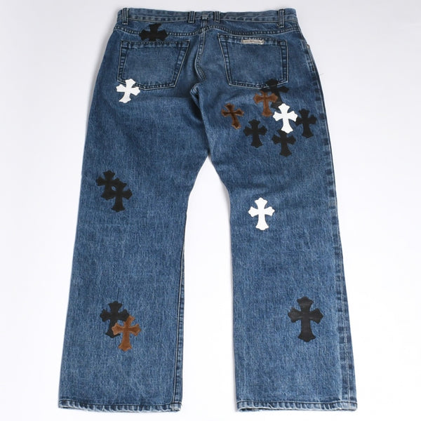 Like new CHROME HEARTS Cross Patch Jeans Denim Pants with Japan tag Men's SV925 36 inches Blue Used 4a001293