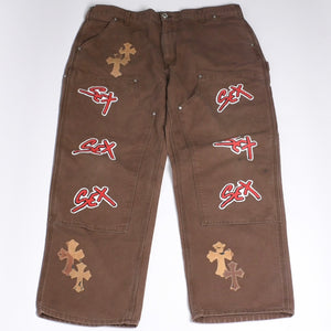 Very Good Condition CHROME HEARTS × MATTY BOY Matty Boy SEX RECORDS Double Knee Pants Size 38 22 Patch Used 4a001292