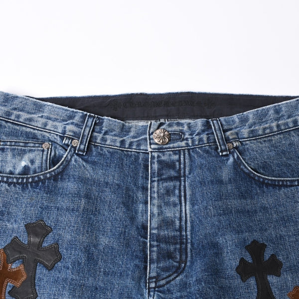 Like new CHROME HEARTS Cross Patch Jeans Denim Pants with Japan tag Men's SV925 36 inches Blue Used 4a001293