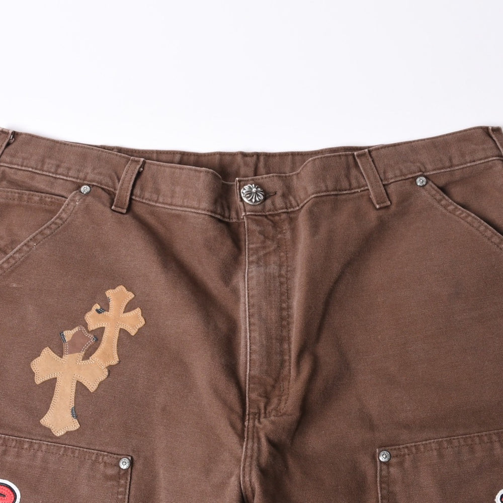 極美品 CHROME HEARTS クロムハーツ × MATTY BOY マッティボーイ SEX RECORDS ダブルニーパンツ サイズ38 22パッチ 中古 4a001292