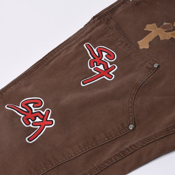 Very Good Condition CHROME HEARTS × MATTY BOY Matty Boy SEX RECORDS Double Knee Pants Size 38 22 Patch Used 4a001292