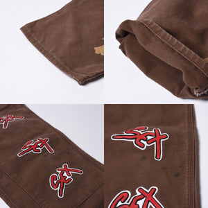 Very Good Condition CHROME HEARTS × MATTY BOY Matty Boy SEX RECORDS Double Knee Pants Size 38 22 Patch Used 4a001292