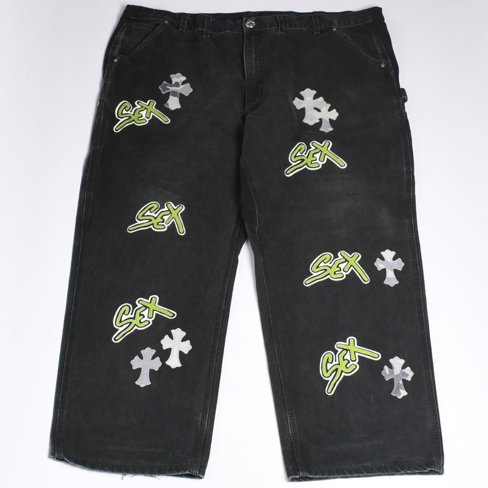 極美品 CHROME HEARTS クロムハーツ × MATTY BOY マッティボーイ SEX RECORDS カーペンターパンツ サイズ42 22パッチ 中古 4a001083