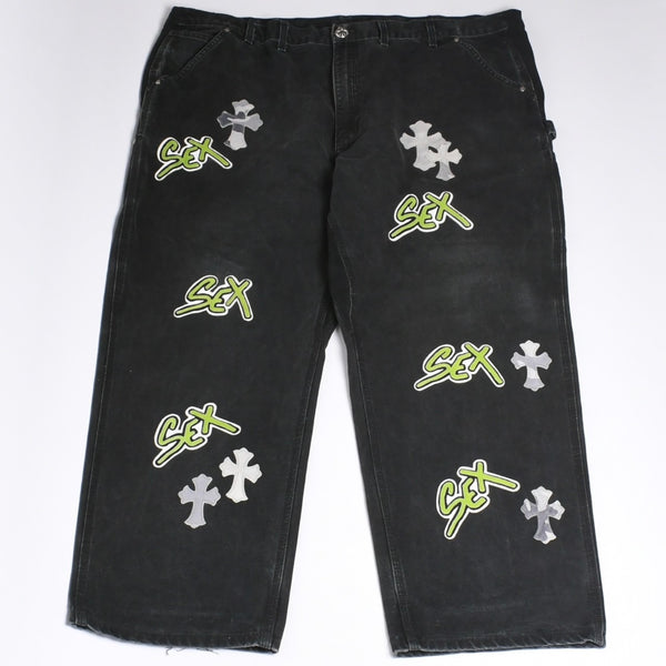 極美品 CHROME HEARTS クロムハーツ × MATTY BOY マッティボーイ SEX RECORDS カーペンターパンツ サイズ42 22パッチ 中古 4a001083