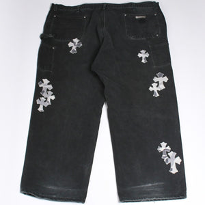 極美品 CHROME HEARTS クロムハーツ × MATTY BOY マッティボーイ SEX RECORDS カーペンターパンツ サイズ42 22パッチ 中古 4a001083