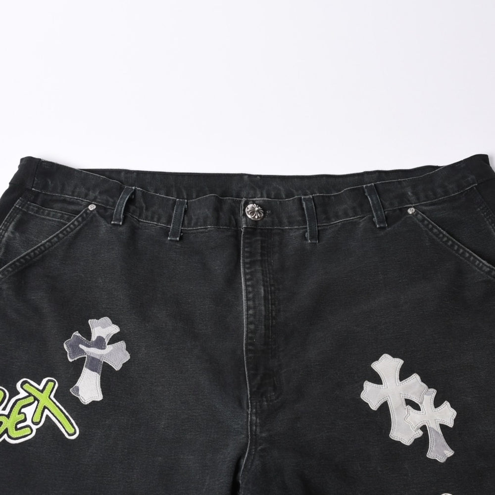 極美品 CHROME HEARTS クロムハーツ × MATTY BOY マッティボーイ SEX RECORDS カーペンターパンツ サイズ42 22パッチ 中古 4a001083