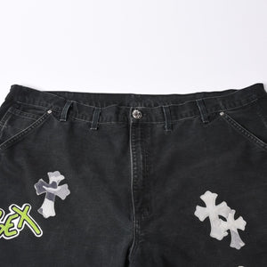 極美品 CHROME HEARTS クロムハーツ × MATTY BOY マッティボーイ SEX RECORDS カーペンターパンツ サイズ42 22パッチ 中古 4a001083
