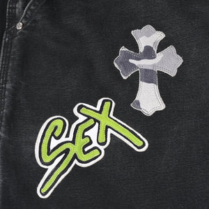極美品 CHROME HEARTS クロムハーツ × MATTY BOY マッティボーイ SEX RECORDS カーペンターパンツ サイズ42 22パッチ 中古 4a001083