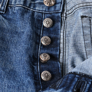 Like new CHROME HEARTS Cross Patch Jeans Denim Pants with Japan tag Men's SV925 36 inches Blue Used 4a001293