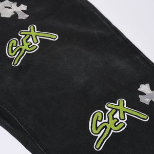 極美品 CHROME HEARTS クロムハーツ × MATTY BOY マッティボーイ SEX RECORDS カーペンターパンツ サイズ42 22パッチ 中古 4a001083