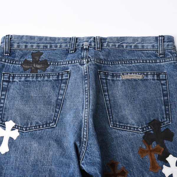Like new CHROME HEARTS Cross Patch Jeans Denim Pants with Japan tag Men's SV925 36 inches Blue Used 4a001293