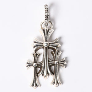 新品同様 CHROME HEARTS クロムハーツ トリプルクロス 3CH CRSラージ 3CH クロス シルバーペンダントトップ シルバー 925 142.7g 中古 4a001294