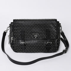 PRADA プラダ スタッズ ミディアム BT861S ショルダーバッグ レザー ブラック 美品 中古 4a001059