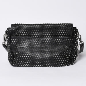 PRADA プラダ スタッズ ミディアム BT861S ショルダーバッグ レザー ブラック 美品 中古 4a001059
