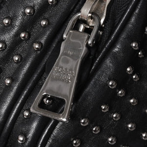 PRADA プラダ スタッズ ミディアム BT861S ショルダーバッグ レザー ブラック 美品 中古 4a001059