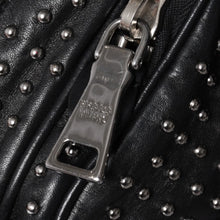 画像をギャラリービューアに読み込む, PRADA プラダ スタッズ ミディアム BT861S ショルダーバッグ レザー ブラック 美品 中古 4a001059