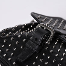 画像をギャラリービューアに読み込む, PRADA プラダ スタッズ ミディアム BT861S ショルダーバッグ レザー ブラック 美品 中古 4a001059