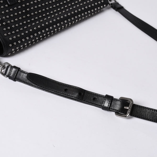 PRADA プラダ スタッズ ミディアム BT861S ショルダーバッグ レザー ブラック 美品 中古 4a001059