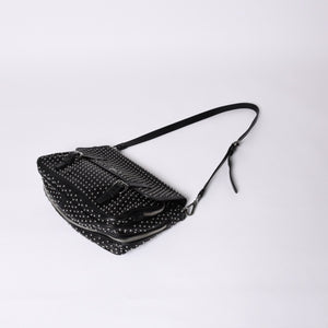 PRADA プラダ スタッズ ミディアム BT861S ショルダーバッグ レザー ブラック 美品 中古 4a001059
