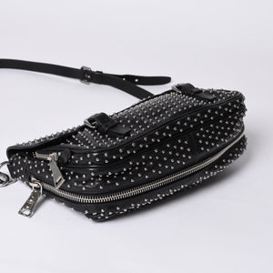 PRADA プラダ スタッズ ミディアム BT861S ショルダーバッグ レザー ブラック 美品 中古 4a001059