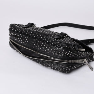 PRADA プラダ スタッズ ミディアム BT861S ショルダーバッグ レザー ブラック 美品 中古 4a001059
