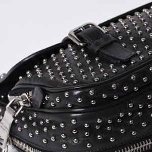 PRADA プラダ スタッズ ミディアム BT861S ショルダーバッグ レザー ブラック 美品 中古 4a001059