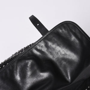 PRADA プラダ スタッズ ミディアム BT861S ショルダーバッグ レザー ブラック 美品 中古 4a001059