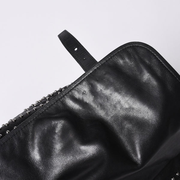 PRADA プラダ スタッズ ミディアム BT861S ショルダーバッグ レザー ブラック 美品 中古 4a001059