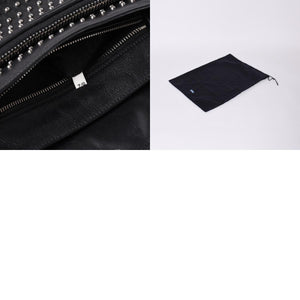 PRADA プラダ スタッズ ミディアム BT861S ショルダーバッグ レザー ブラック 美品 中古 4a001059