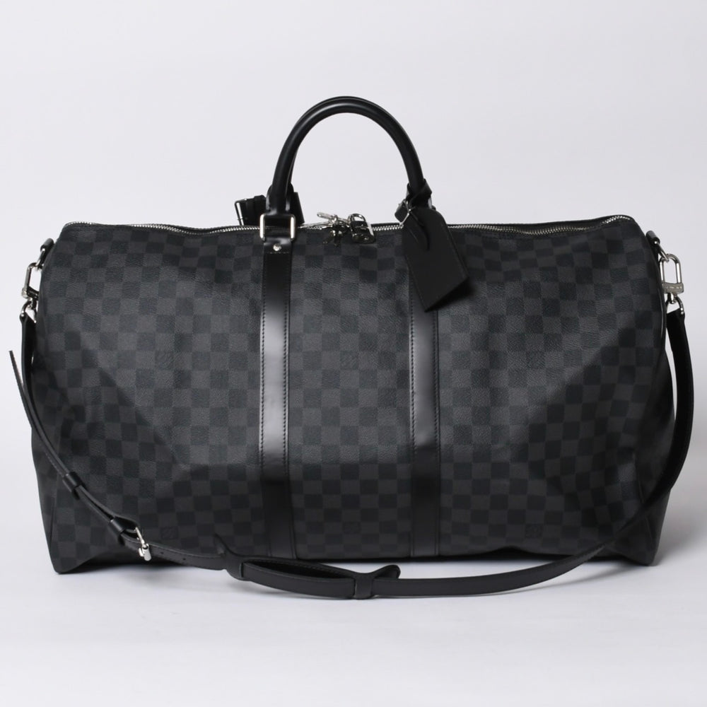 極美品 LOUIS VUITTON ルイヴィトン キーポルバンドリエール55 ボストンバッグ N41413 ダミエグラフィット ブラック 中古 4a001229