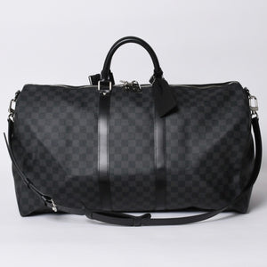 Very good condition LOUIS VUITTON Keepall Bandouliere 55 Boston bag N41413 Damier Graphite Black Used 4a001229