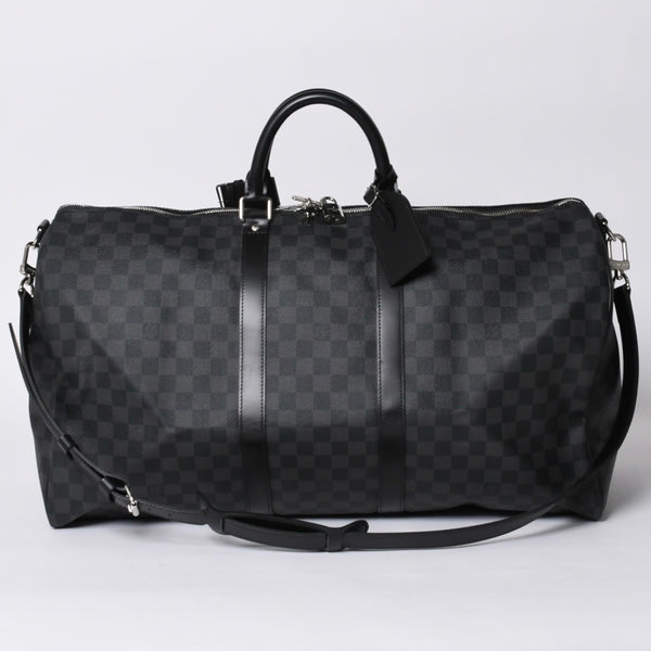 Very good condition LOUIS VUITTON Keepall Bandouliere 55 Boston bag N41413 Damier Graphite Black Used 4a001229