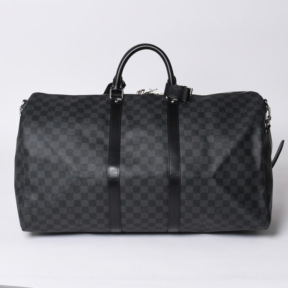 極美品 LOUIS VUITTON ルイヴィトン キーポルバンドリエール55 ボストンバッグ N41413 ダミエグラフィット ブラック 中古 4a001229