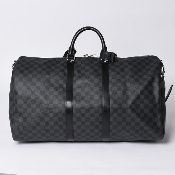 Very good condition LOUIS VUITTON Keepall Bandouliere 55 Boston bag N41413 Damier Graphite Black Used 4a001229