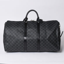 画像をギャラリービューアに読み込む, 極美品 LOUIS VUITTON ルイヴィトン キーポルバンドリエール55 ボストンバッグ N41413 ダミエグラフィット ブラック 中古 4a001229
