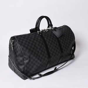 Very good condition LOUIS VUITTON Keepall Bandouliere 55 Boston bag N41413 Damier Graphite Black Used 4a001229