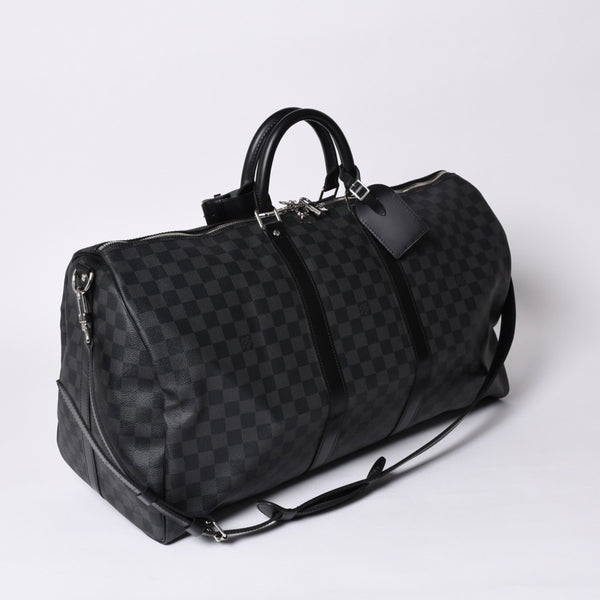 Very good condition LOUIS VUITTON Keepall Bandouliere 55 Boston bag N41413 Damier Graphite Black Used 4a001229